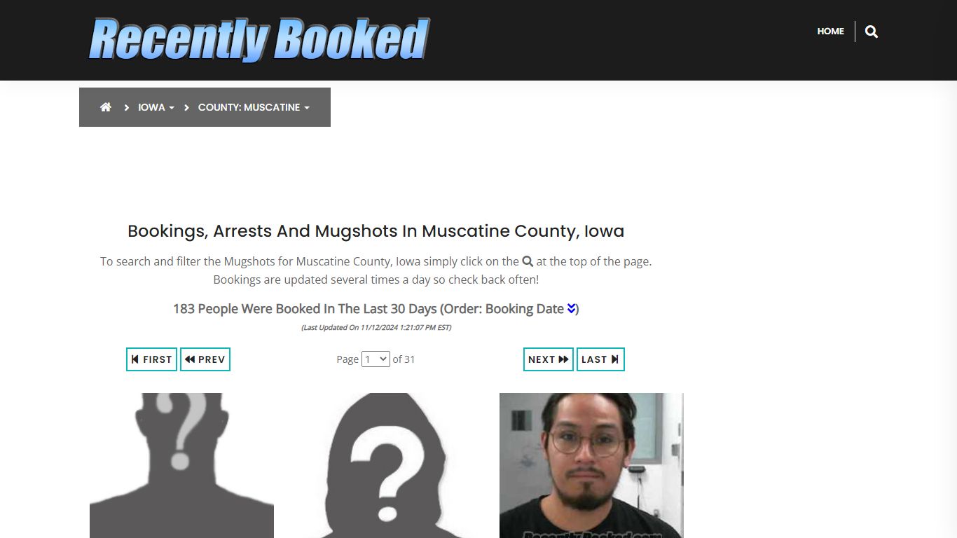 Bookings, Arrests and Mugshots in Muscatine County, Iowa - Recently Booked