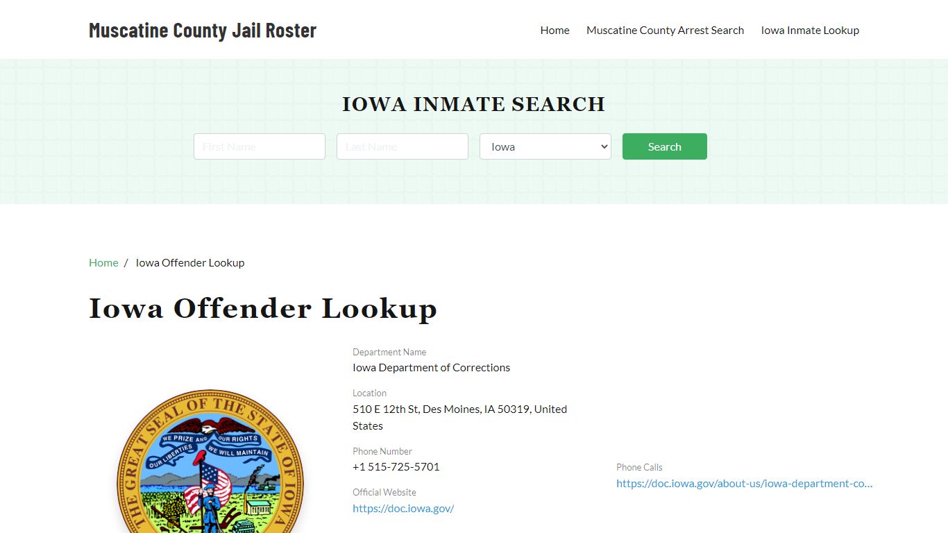 Iowa Inmate Search, Jail Rosters - Muscatine County Jail