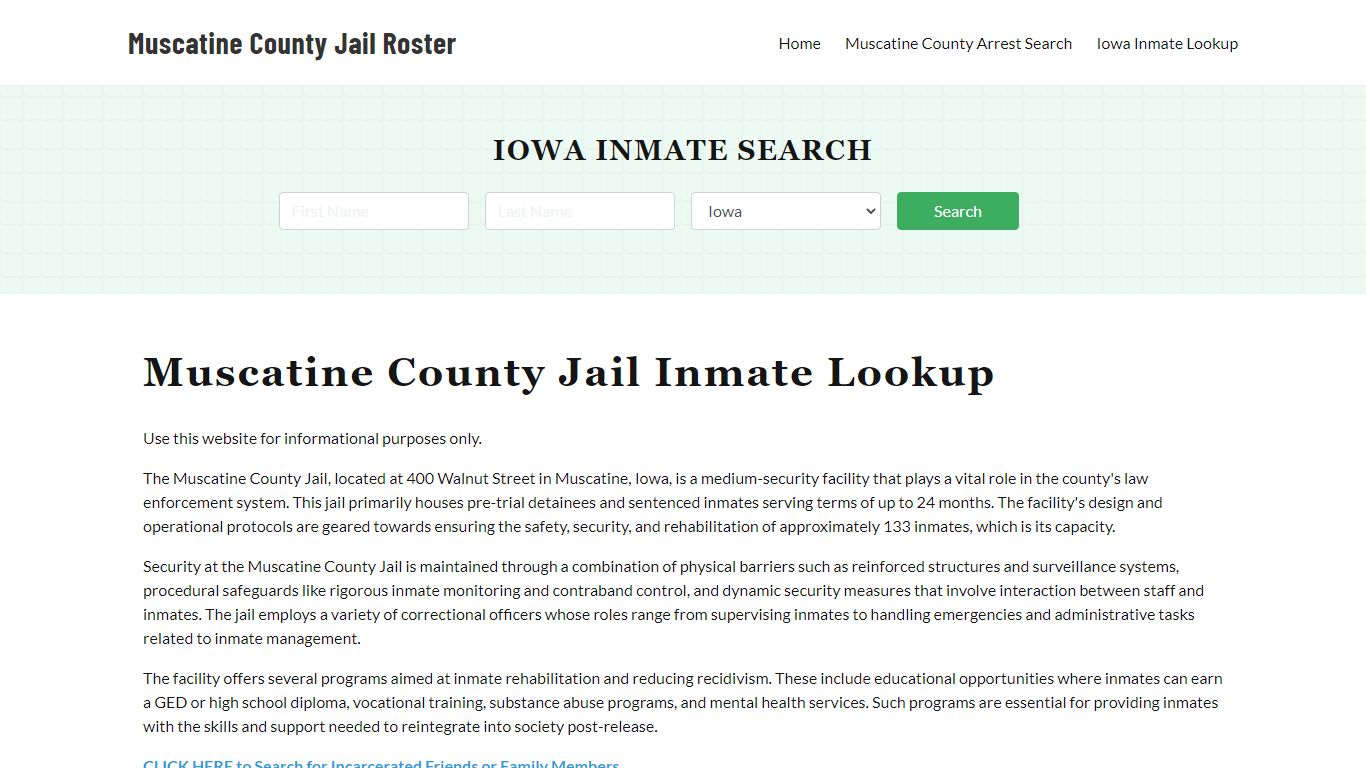 Muscatine County Jail Roster Lookup, IA, Inmate Search